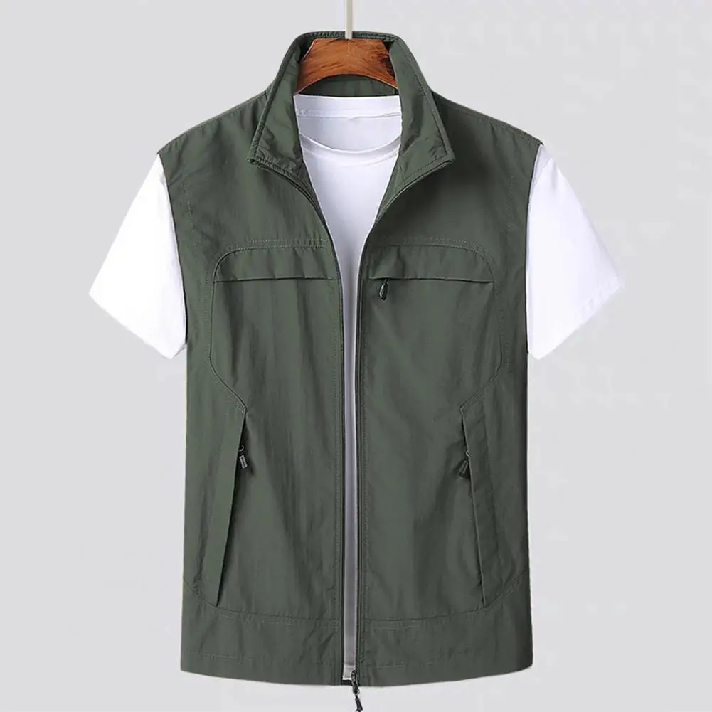 

Fashion Men‘s Loose Fishing Vests Multi-Pockets Zipper Quick-Drying Casual Male Outdoor Jacket Sleeveless Fishing Waistcoat
