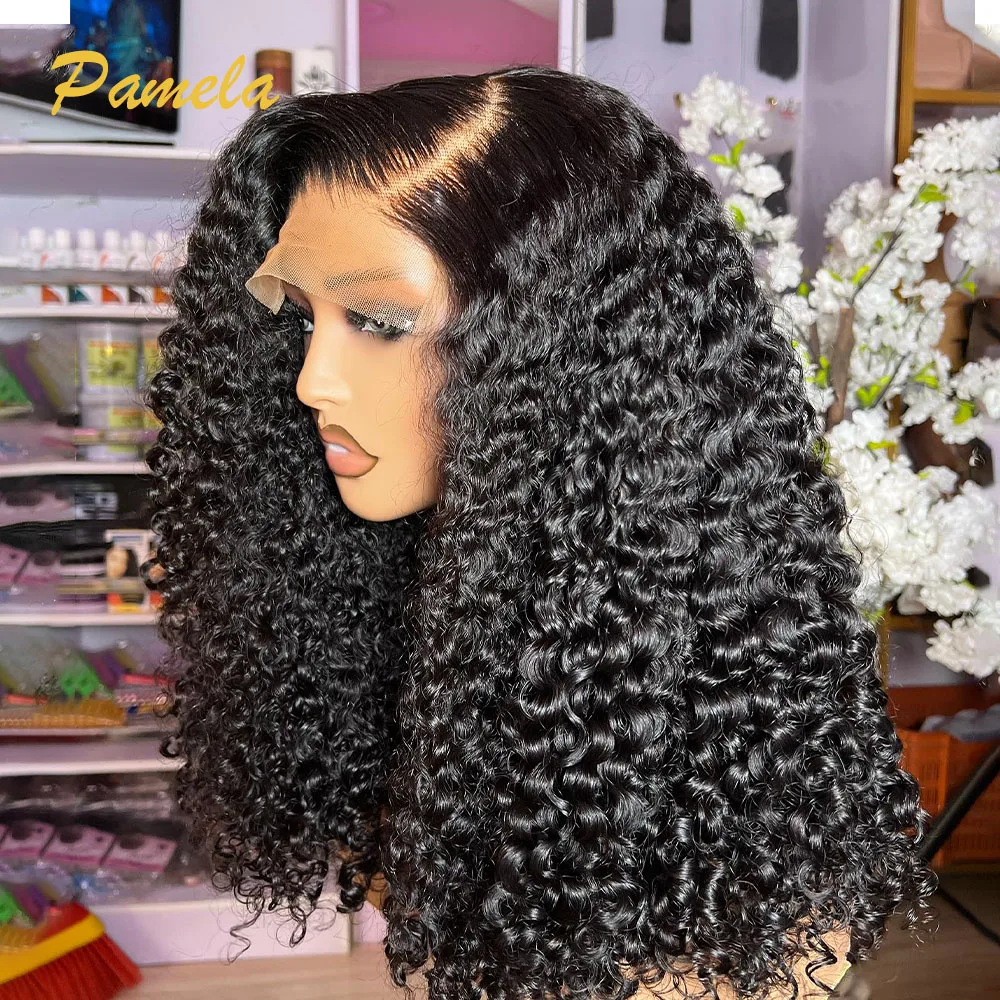 Super Double Drawn 250% Density Wear and Go Glueless Wig Deep Curly 13x4 Lace Transparent Lace Frontal Human Hair Wig PrePlucked