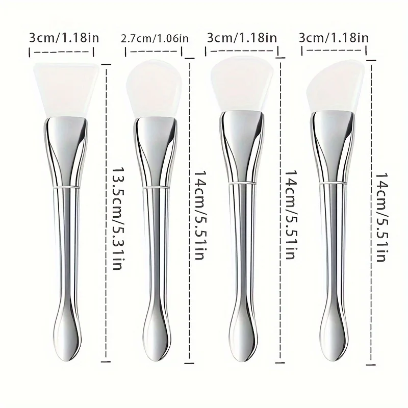 4 Uds mango de Metal máscara Facial cepillo de barro base profesional cepillos para contorno de cara cuidado de la piel cosméticos portátiles herramientas de belleza