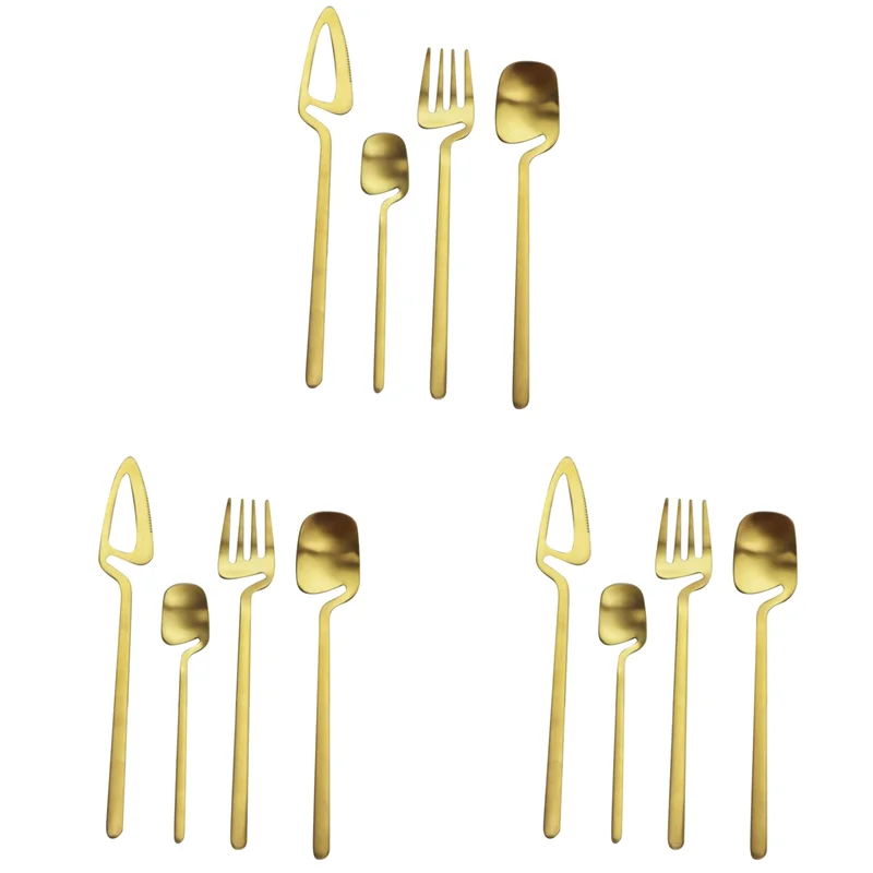 

ABWZ-Matte Cutlery Set,Stainless Steel Dinner Tableware,Flatware Set,Knife Fork Spoon Dinnerware Set Party Set(Gold,12 PCS)