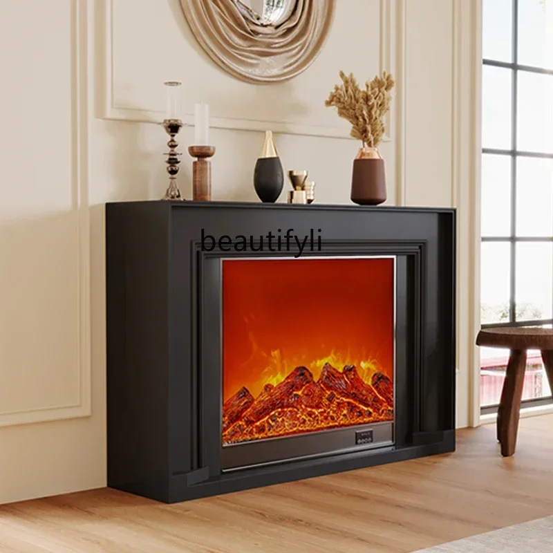 

fireplace decorative cabinet living room porch cabinet photo background wall American cabinet Nordic simulation fireplace