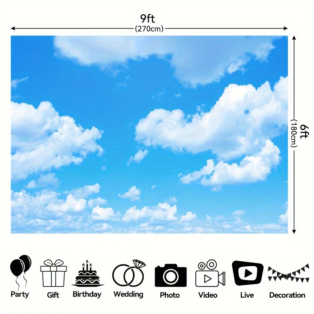 Blue Sky and White Clouds theme photography Background Birthday party Banner Shower photo Background Wedding party decoration