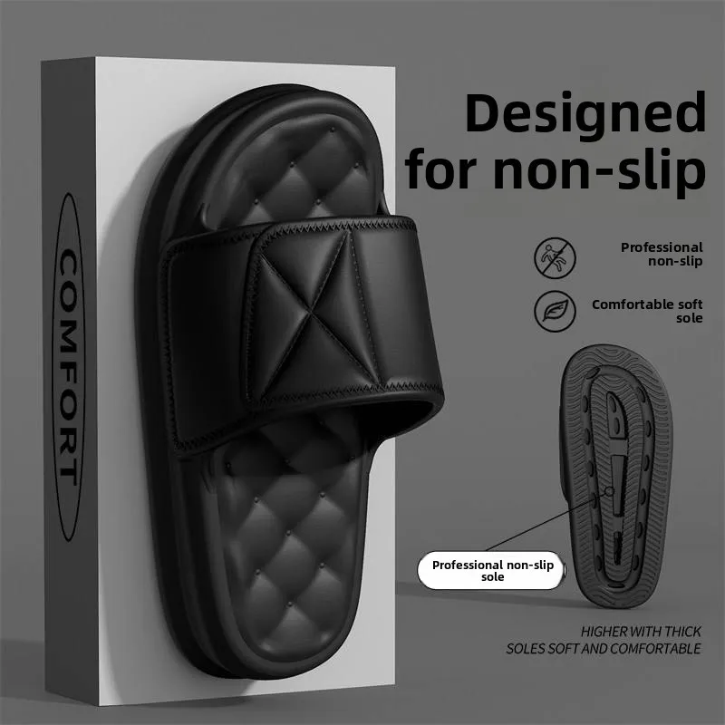 Thick Bottom Slippers Unisex Indoor Home Wear Summer Anti-Slip Couple Matching EVA Flat Sandals Luxury  Hair Trendy