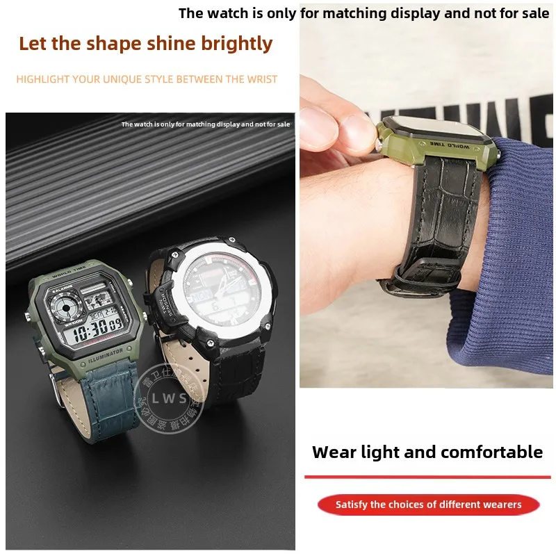 AE1200時計バンド 18mm カシオ AE-1200 AE1300 A158W/A168 W-216H F-91W F84 F105/108用 ソフトカウレザー腕時計ストラップ メンズブレスレット