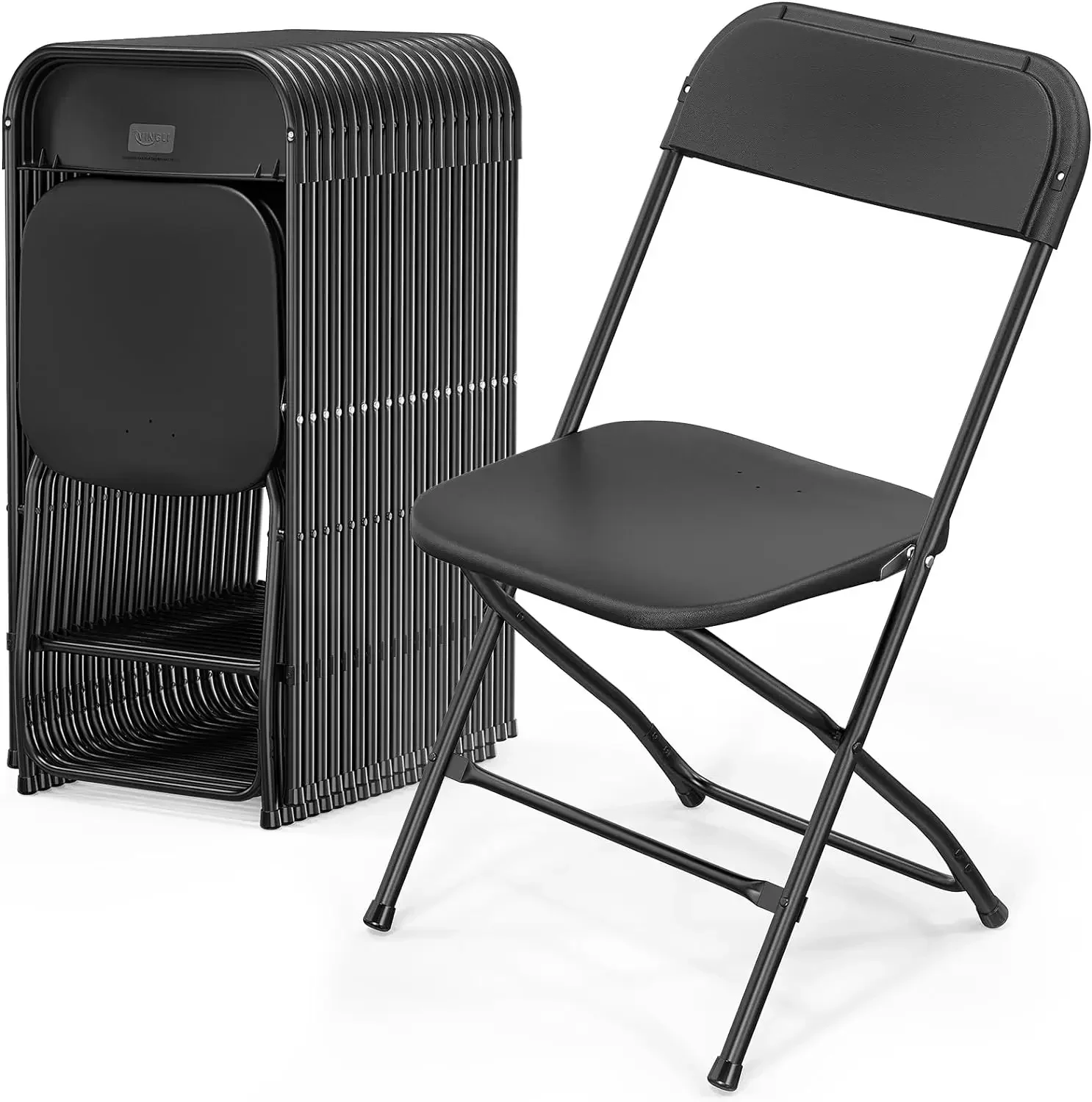 20 Pack Black Plastic Folding Chair Indoor Outdoor Portable Stackable Commercial Seat with Steel Frame 350lb