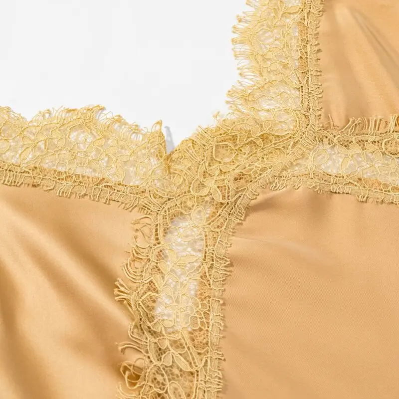 실크 새틴 질감 섹시 드레스 여성 여름 우아한 롱 드레스 데일리 스트리트웨어 휴가 의류 레이스 엣지