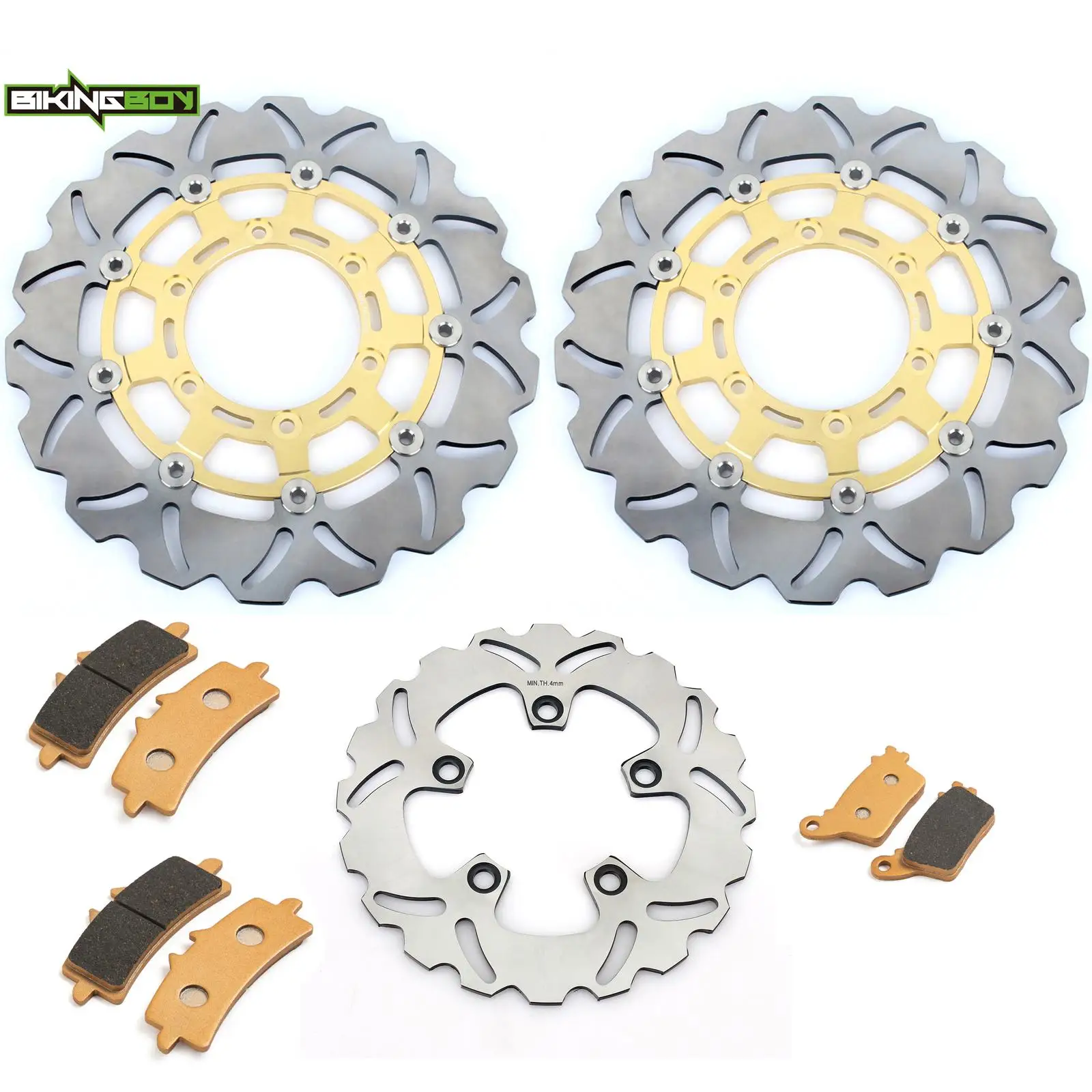 BIKINGBOY Front Rear Brake Discs Rotors Disks Pads For Suzuki GSXR 600 750 08-21 17 18 19 20 GSX-R 1000 09 10 11 12 13 14 15 16