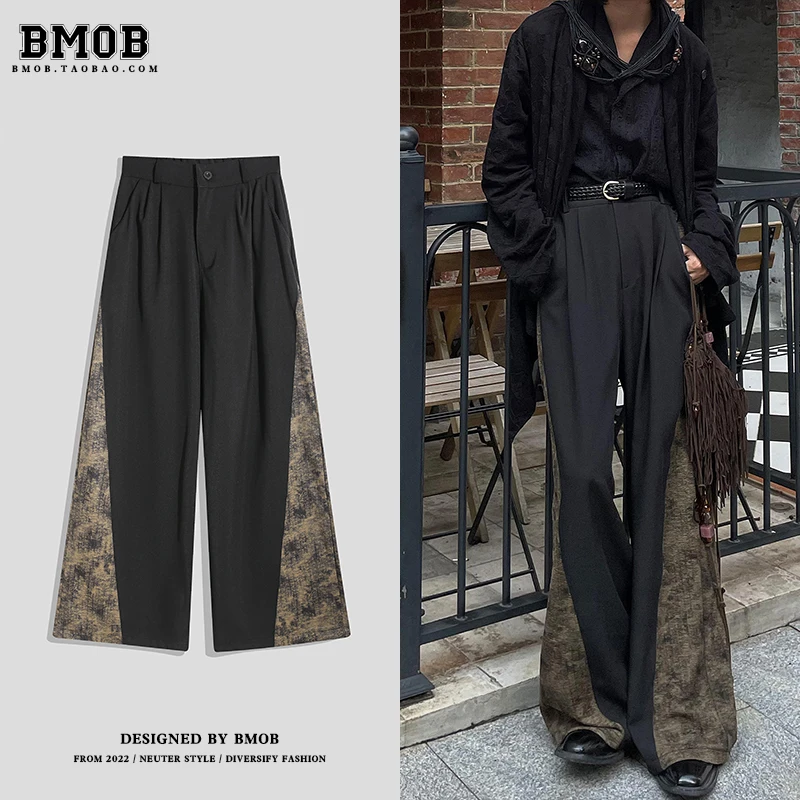 Women's Patchwork Black Pants Harajuku Fashion Aesthetic Pants Retro 2000s Y2k Sweatpants Vintage Wide Leg Trousers Clothes 2025