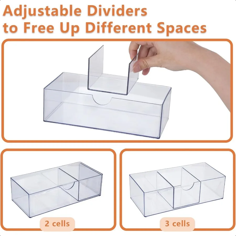 3PCS Square Qtip Holder Dispenser Clear Cotton Ball Holder With Compartments Stackable Cotton Pad Container Cosmetic Organizer