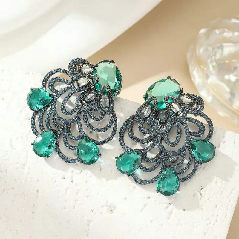 

Bilincolor винтажные серьги с зеленым цветком для женщин