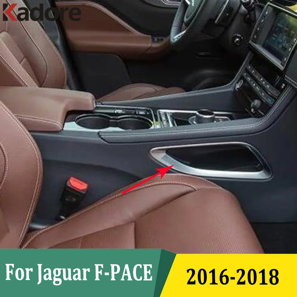 For Jaguar F-PACE 2016 2017 2018 Gear Shift Side Cover Trim Central Conrol Box Storage Moulding Sticker Car Accessories