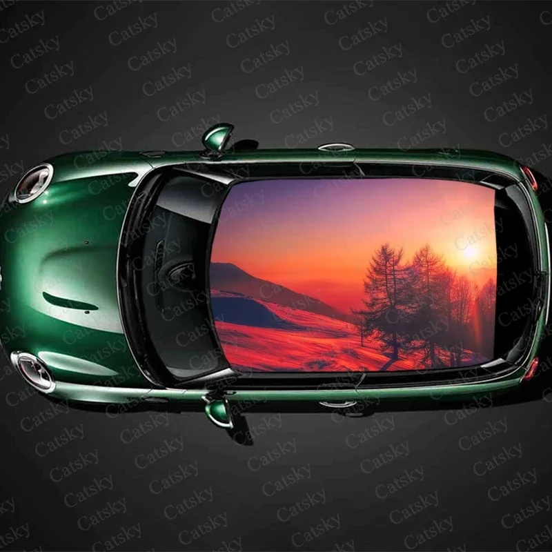 Beautiful Sunrise Car roof sticker wrap racing SUV accessories packaging painting PVC car accessories graphic decals