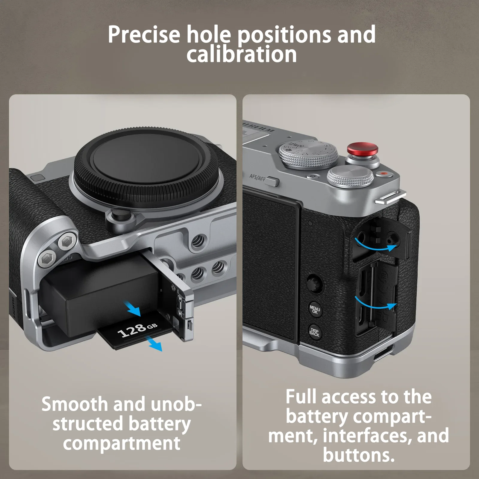 لوحة تثبيت أصلية على شكل SmallRig 4875 L مع مقبض من السيليكون لقبضة السيليكون FUJIFILM X M5 باللون الأسود الفضي #5
