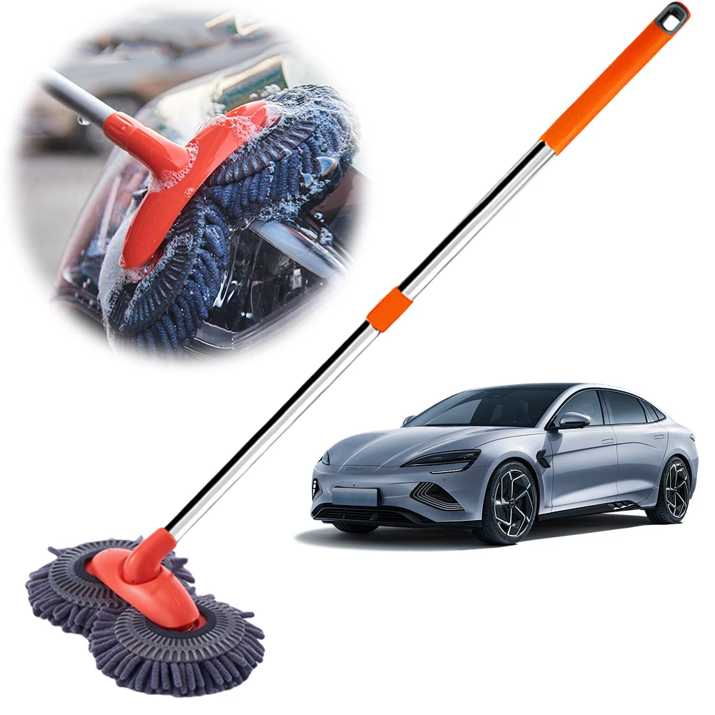 

Телескопическая швабра с двойной насадкой для мытья лобового стекла и крыши автомобиля, щетка для чистки окон и обслуживания