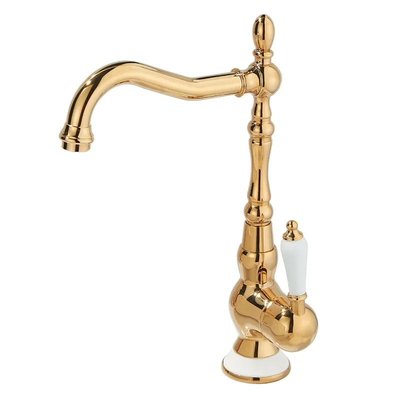 

French retro faucet table basin ceramic handle single hole hot and cold shampoo faucet balcony laundry cabinet faucet