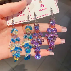 2024 New in Women's earrings korean Fashion Crystal Rhinestones Long Statement Earring for Women Vintage Jewelry accessories