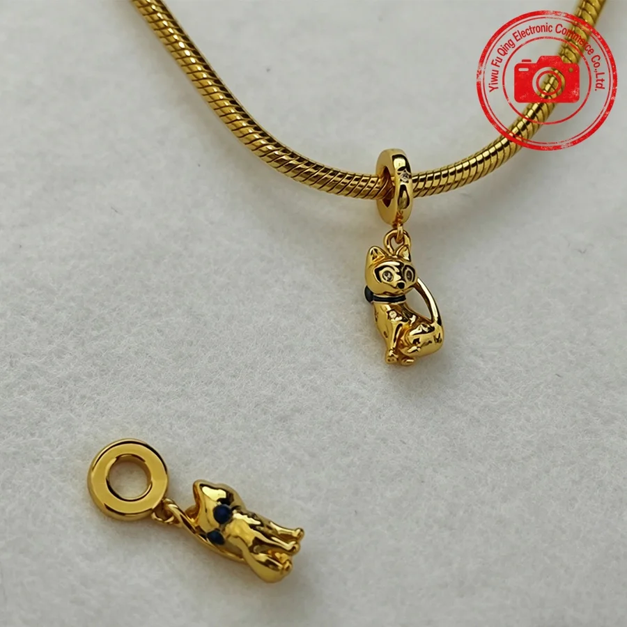 Neue goldene Tieranhänger DIY Schmuckgeschenke Glühwürmchen Biene Schmetterling Meeresschildkröte Seepferdchen Haustier Katze Löwe Perlen passend für Original-Armbänder