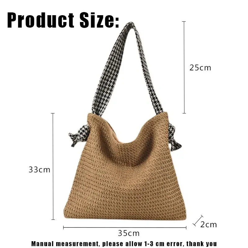 YoReAi Fashion Women Weave Shoulder Bags Female Retro Cutout Bohemia Underarm Bag Knitted Woolen Packs Totes Pack Small Purses