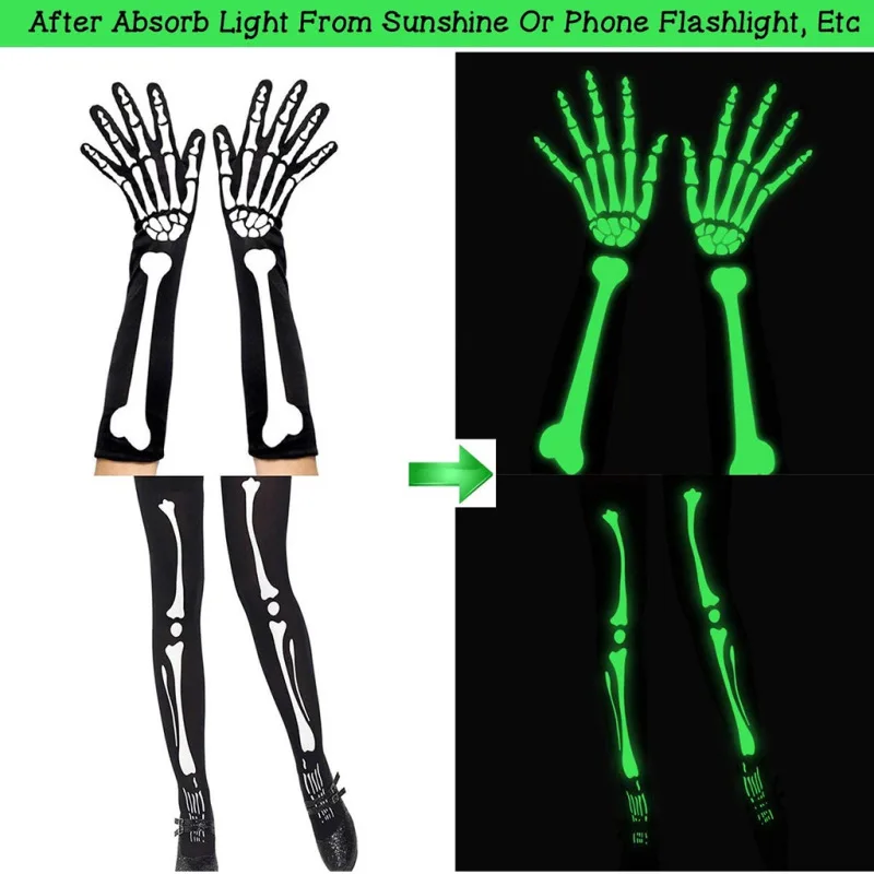 Halloween Night Glow Skeleton Gloves Socks Ball Cosplay Props