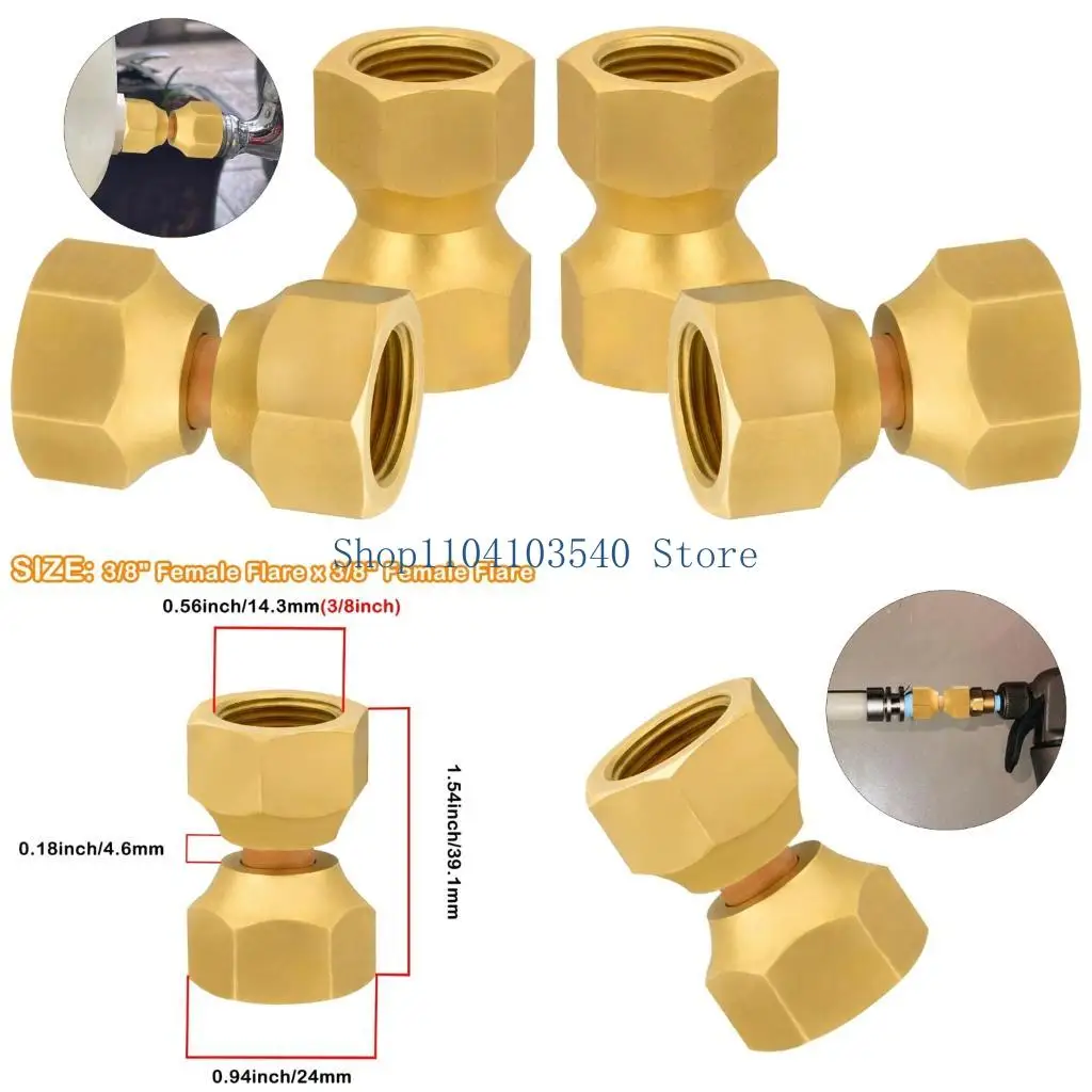 

02DC 2Pieces Практические прочные медные женские женские двойные вспышки адаптер для топлива нефтяные газовые линии с резиновыми