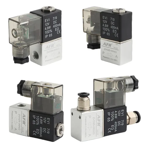 Imagen 1 del producto Válvula Solenoide Neumática 2V025-06NO - Válvula de Control de Aire de 2 Vías y 2 Posiciones Normalmente Abierta (NO) con Puerto de 1/8, 12V 24V 110V 220V AC DC
