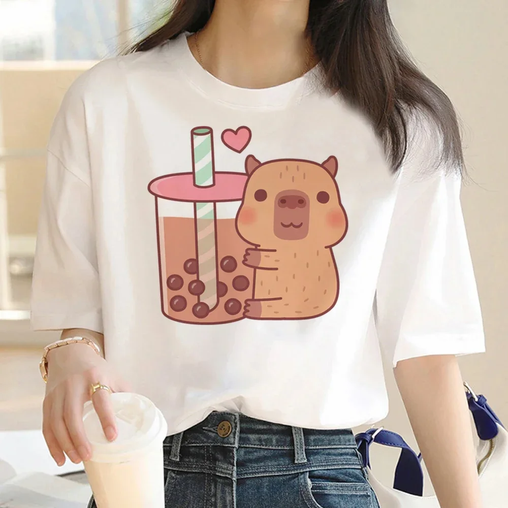 Cute Capybara Clothing T-Shirt Women Vintage Cartoon T Shirt Female Casual Anime Top Tees T Shirt Manga Women Graphic Tee Tops