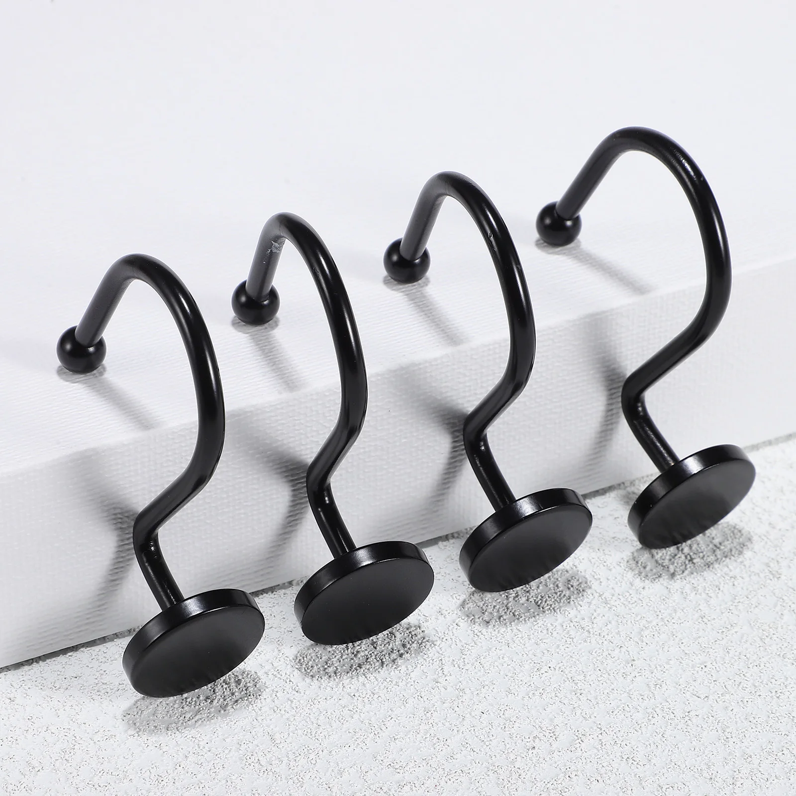 

12Pcs Heavy Duty Metal Curtain Hooks for Shower Curtains Black Smooth Glide Rings Hooks for Hanging Drapes Bathroom