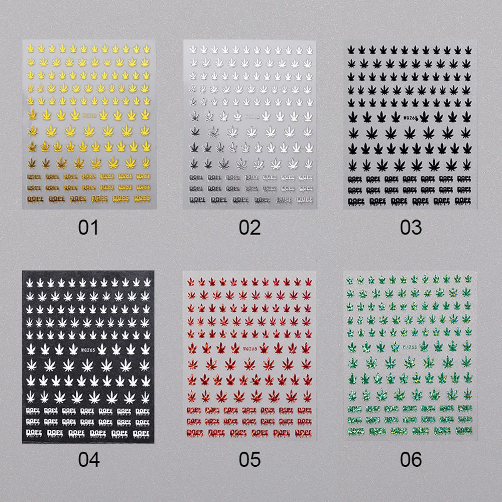 ホログラフィックファッションネイルチップアクリルサロン DIY 自己粘着マニキュア装飾雑草の葉のデザインネイルステッカー