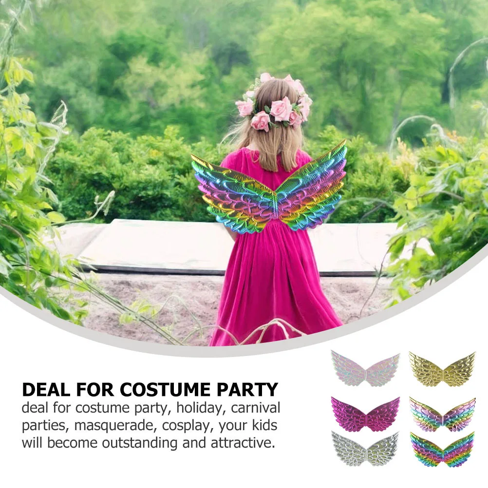 6 szt. Metaliczne skrzydła anioła dla dzieci, skrzydła wróżki, dekoracje na przyjęcie, rekwizyty do cosplayu, akcesoria do kostiumów, artykuły na przyjęcia dla dzieci