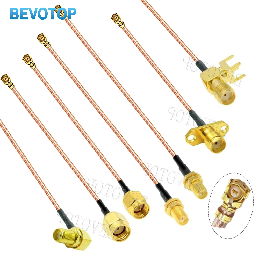 Connecteur de câble RP-SMA/SMA femelle vers UFL/IPX-1 femelle RG178, connecteur de câble coaxial RF, extension d'antenne, câble de raccordement SMA vers RG178, 2 pièces