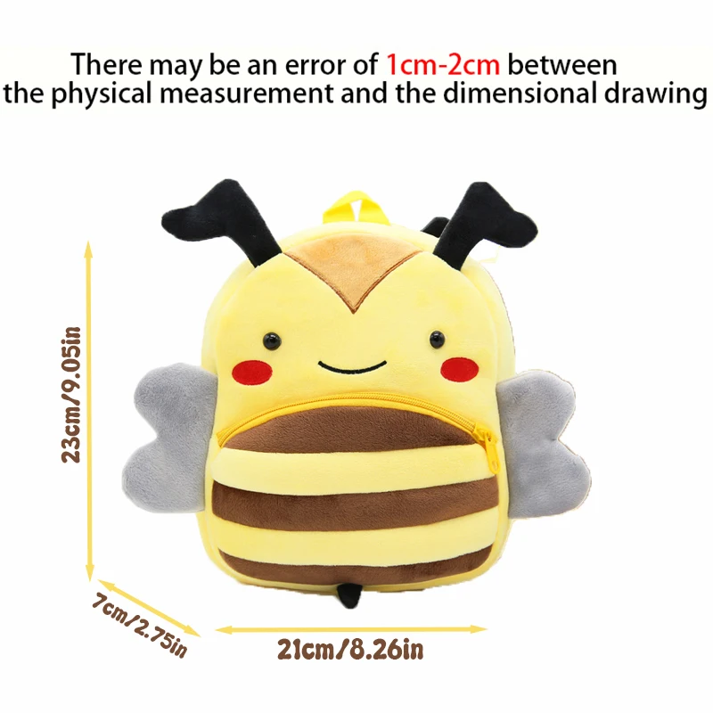 حقيبة ظهر قطيفة على شكل حيوان كرتوني لطيف ، نحلة صغيرة ، قطة ، حقيبة ظهر للطلاب بسعة كبيرة #4