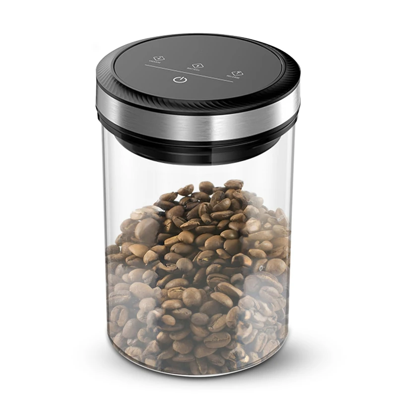 Botes de café al vacío con tapas herméticas, tarro de almacenamiento con pantalla táctil de vacío y parada automática de 33Kpa, 1,6l/54Oz