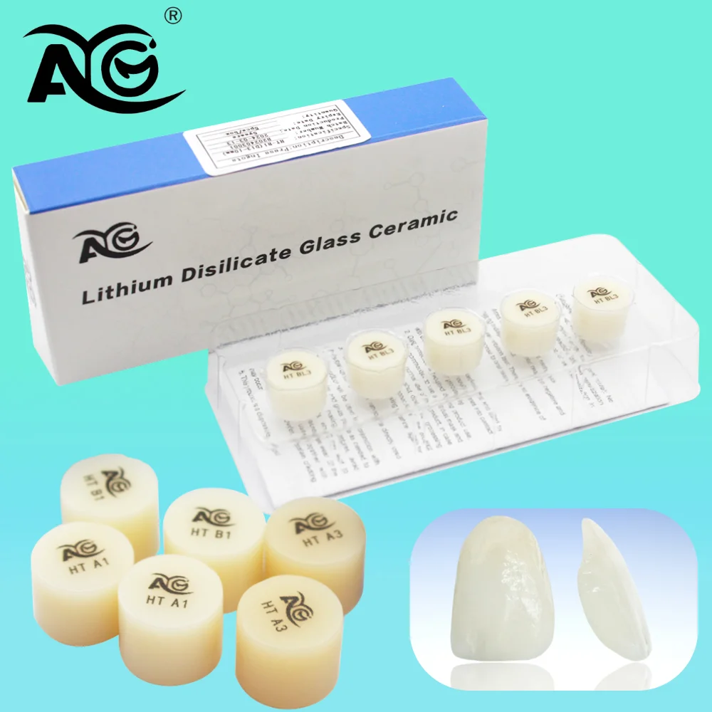 

AG 5 шт. стоматологические прессованные слитки из дисиликата лития, блоки из стеклокерамики HT/LT, высококачественные слитки для виниров, стоматологические материалы