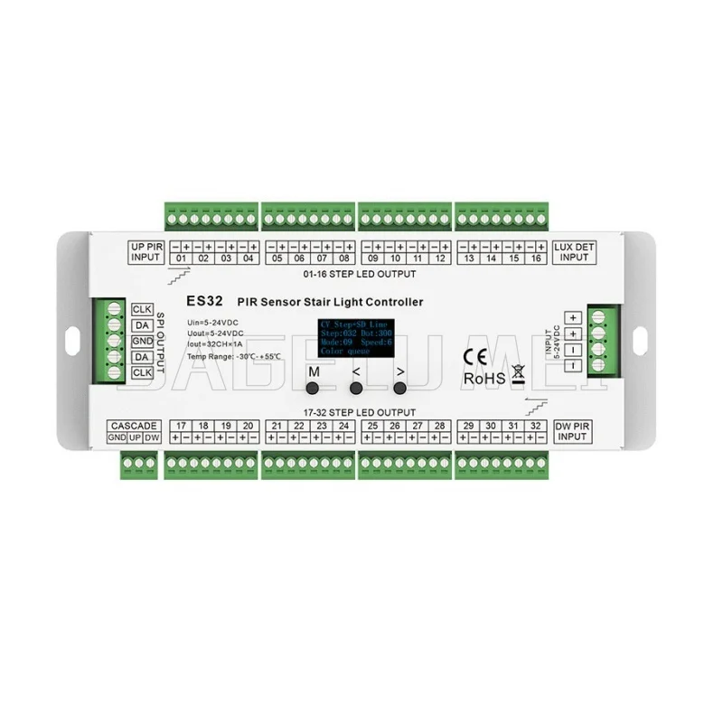 ES32 PIR Sensor Stair Light Controller 32CH PIR Human Body Infrared Sensor Switch Output Connected to Low Voltage LED Light Belt