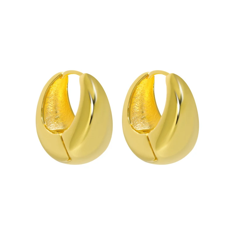 Chunky Thick Small Hoop Earring 18K Yellow Gold In S925 Sterling Silver Thick Huggie Hoop Earrings