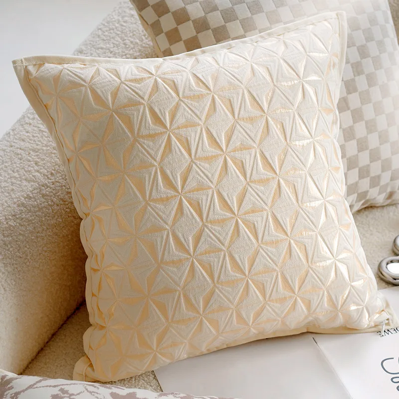 45x45CM Light Luxury Throw Pillow Cover Modern Simple Cream Stamping Waist Cushion Cover Decor Home Decorative Pillowcase