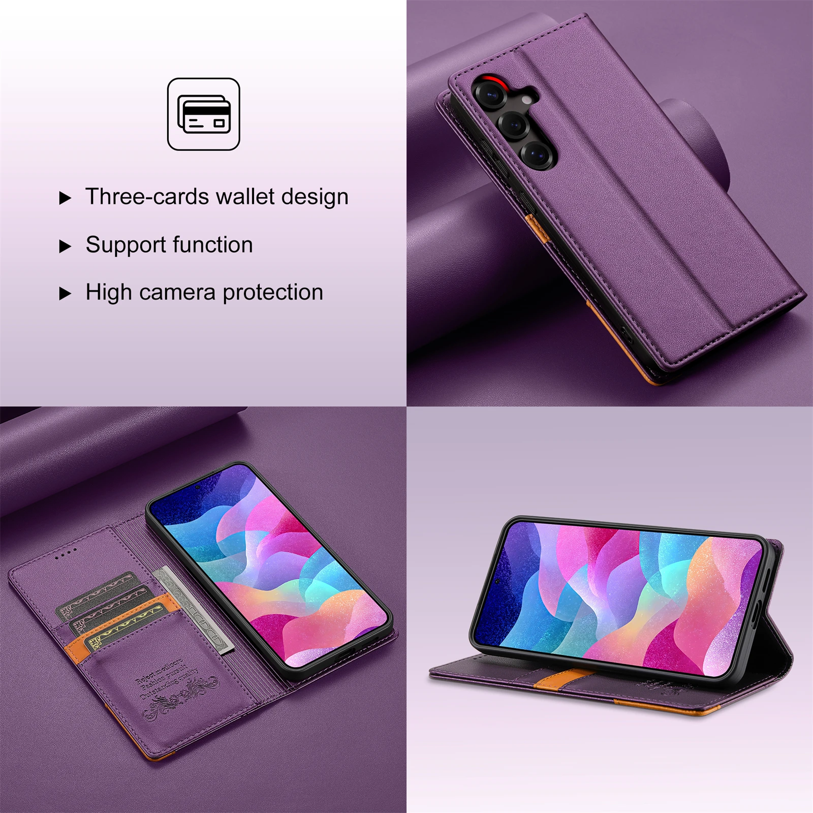 Business Leather Case For Samsung Galaxy A17 A37 A57 A16 A36 A56 A26 A07 A55 A35 A15 A54 A34 A14 A53 A33 A13 Flip Wallet Cover