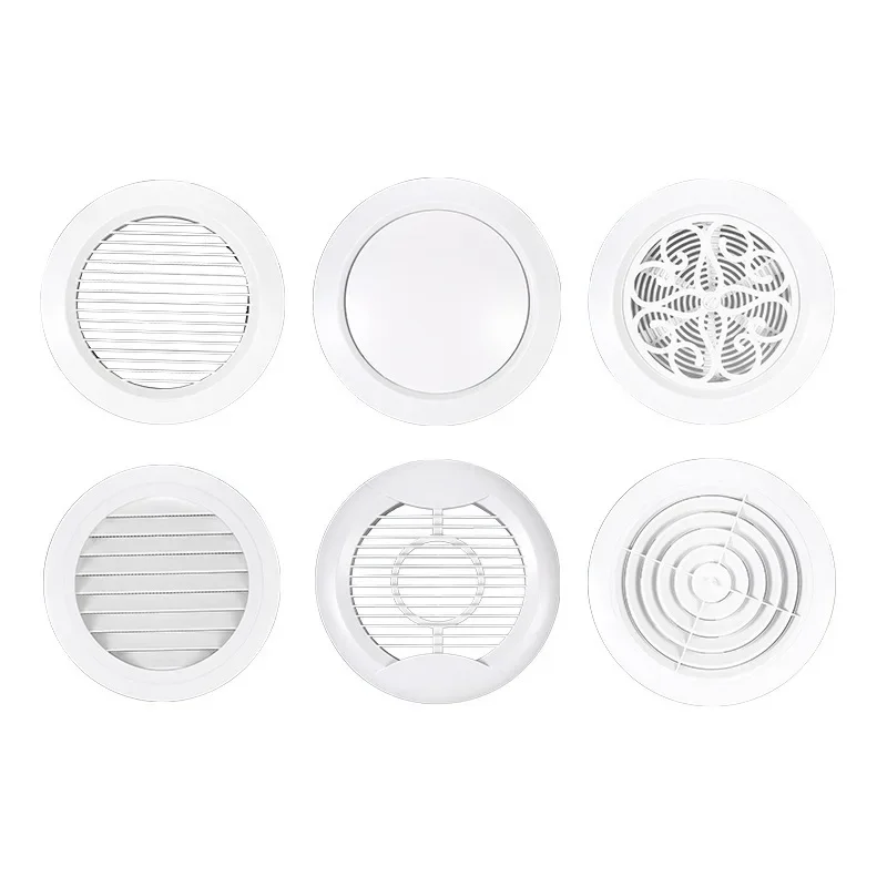 Adjustable Air Ventilation Cover Round Ducting Ceiling Wall Hole Abs Air Vent Grille Louver Kitchen Bath Air Outlet Fresh System