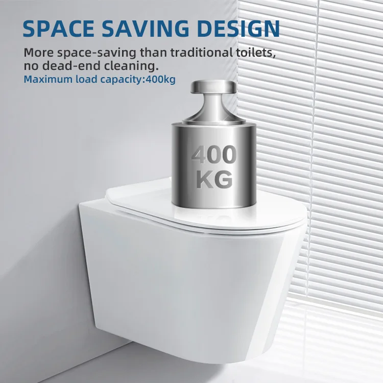 P-Trap Wall Mounted Toilet European Style Sanitary Ware Ceramic Back To Wall Hanging Toilet Bowl Bathroom Closestool