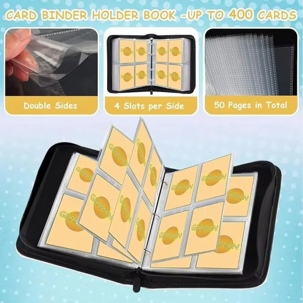 400 Pockets Card Binder Holder with 50 Sheets PU Leather Card Book Binders Durable Carbon Fiber Mini Card Binder Card Collection