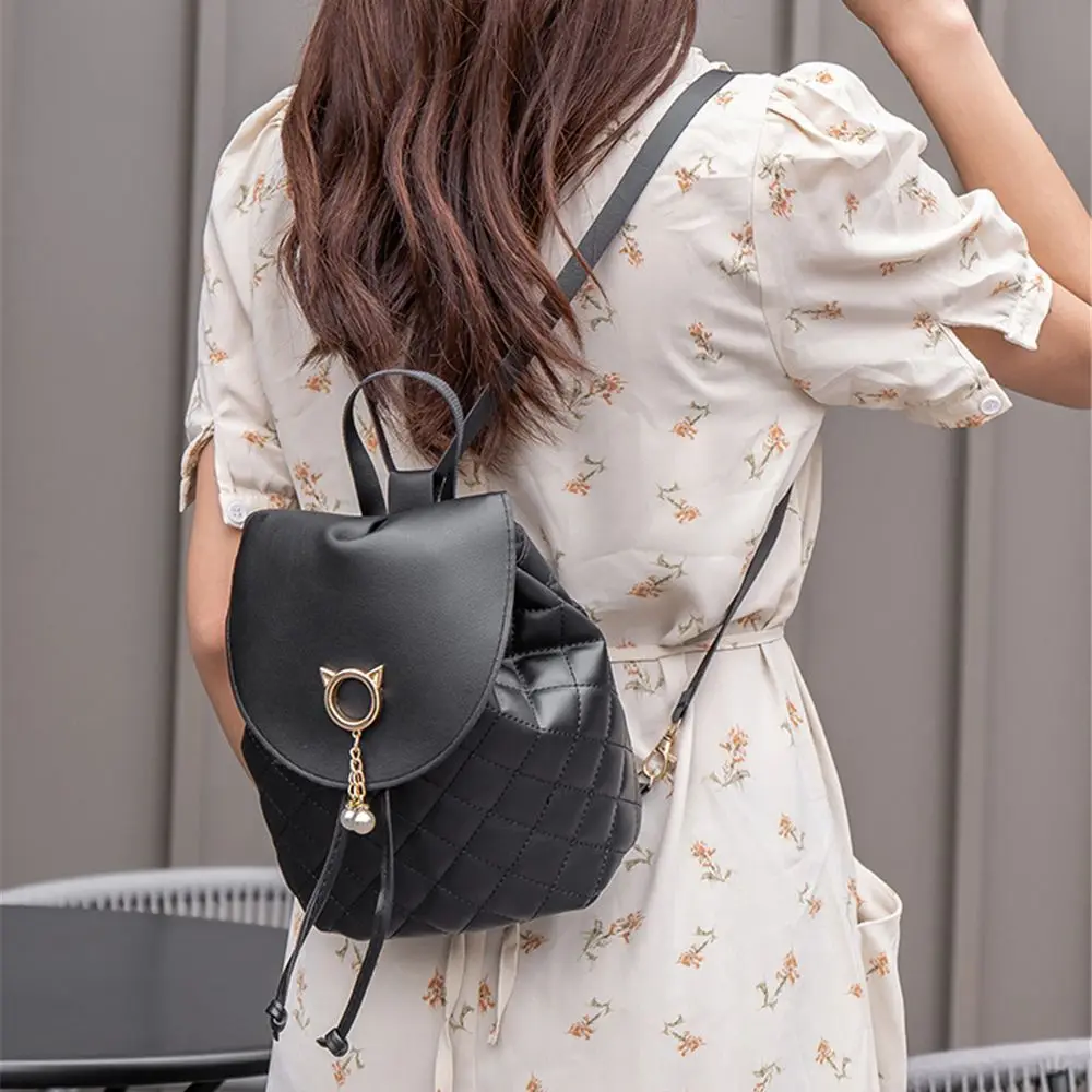 Fashion Women Mini Backpack PU Leather Cute Children Small Drawstring Backpacks Casual Student Bookbags