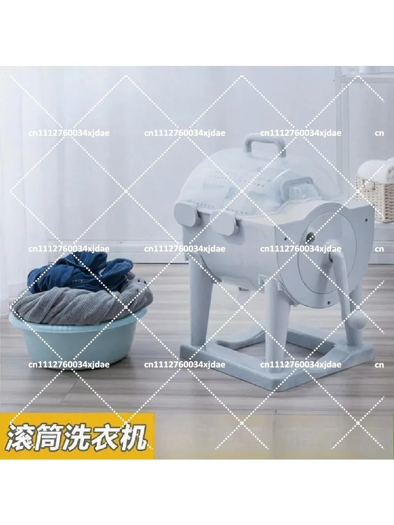 Manual Washing Machine for Home, Double Bucket Hand Crank Clothes Wringer, Portable Laundry Dehydrator for Dormitory