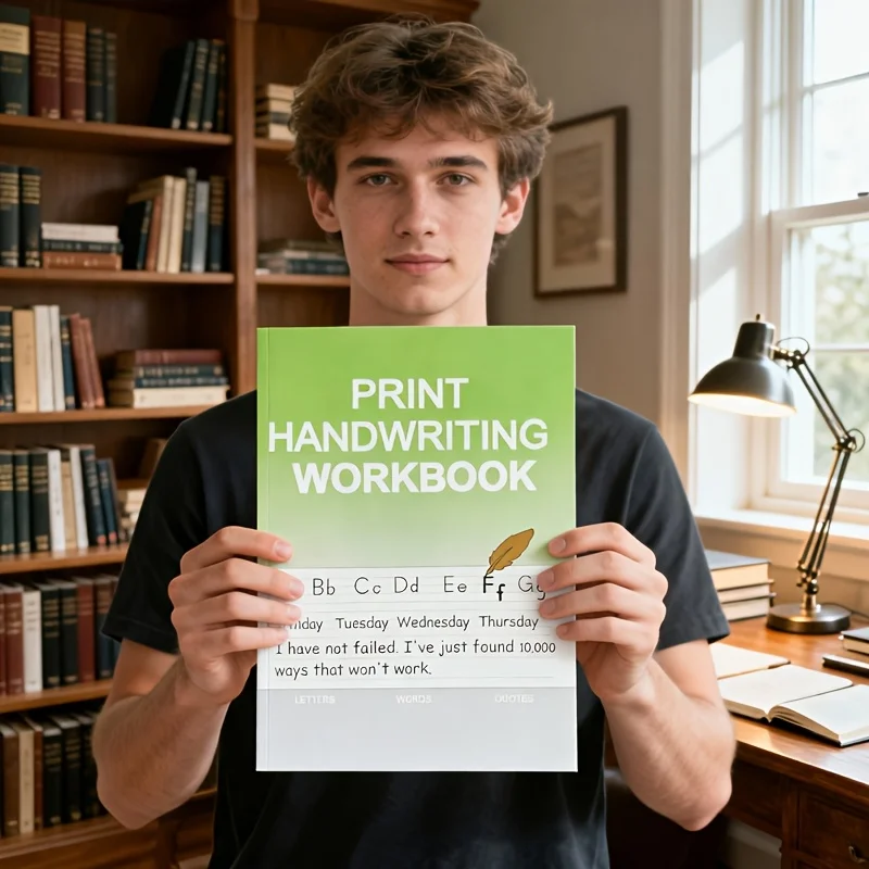 Print Handwriting Workbook for Beginners: English Penmanship Practice Book for Adults & Teens Age 14+ | Tracing Alphabet, Words,