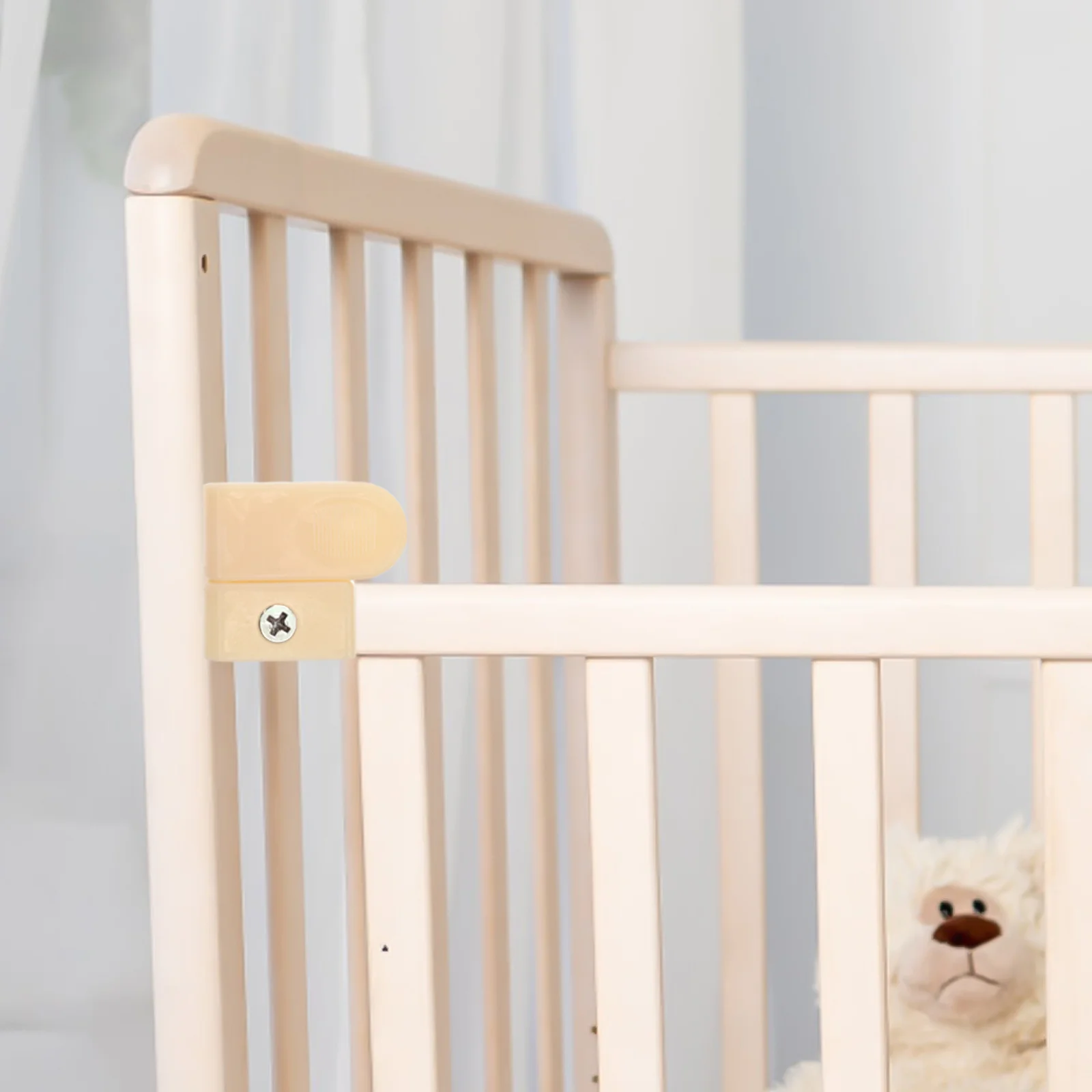 

1 комплект, аксессуары для переключателей рельсов для детской защиты, автоматический замок, пластиковые пряжки, защита для детской кроватки, фиксатор манежа, фитинги для защитных ворот