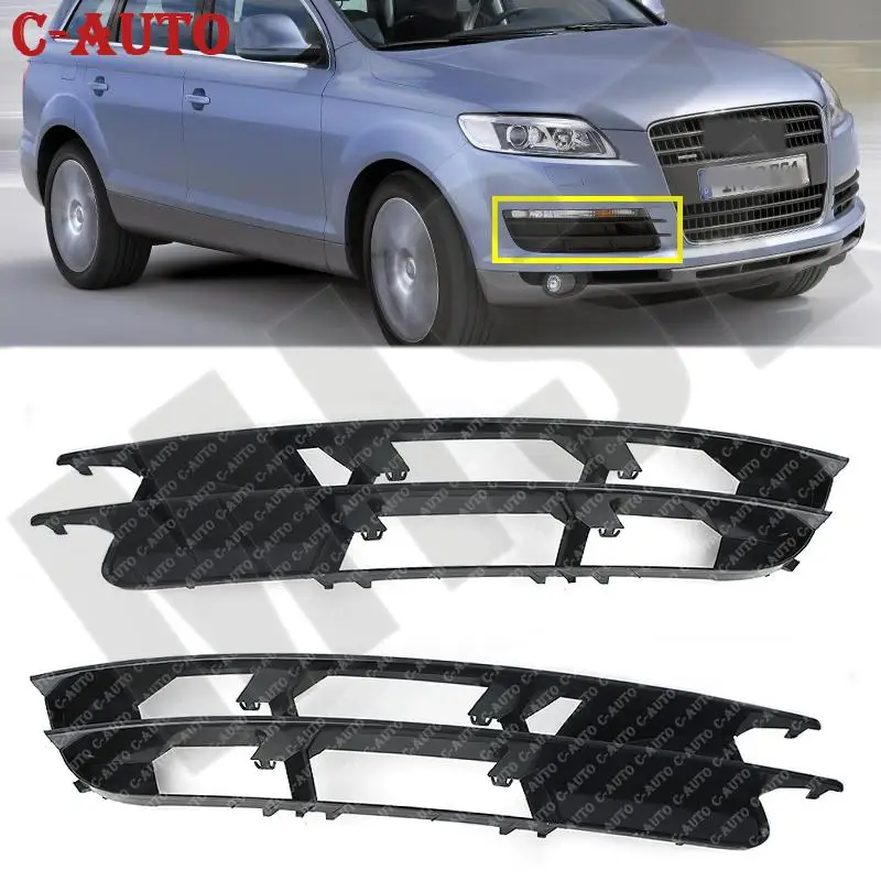 Left Right Fog Light Grille Car Front Lower Bumper Cover Grille Plastic Black 4L0807681 4L0807682 For Audi Q7 2007 2008 2009