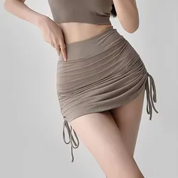 Mini jupe sexy à bandes pour femmes, taille haute, élastique, avec objectifs, ligne A, mince, club, été