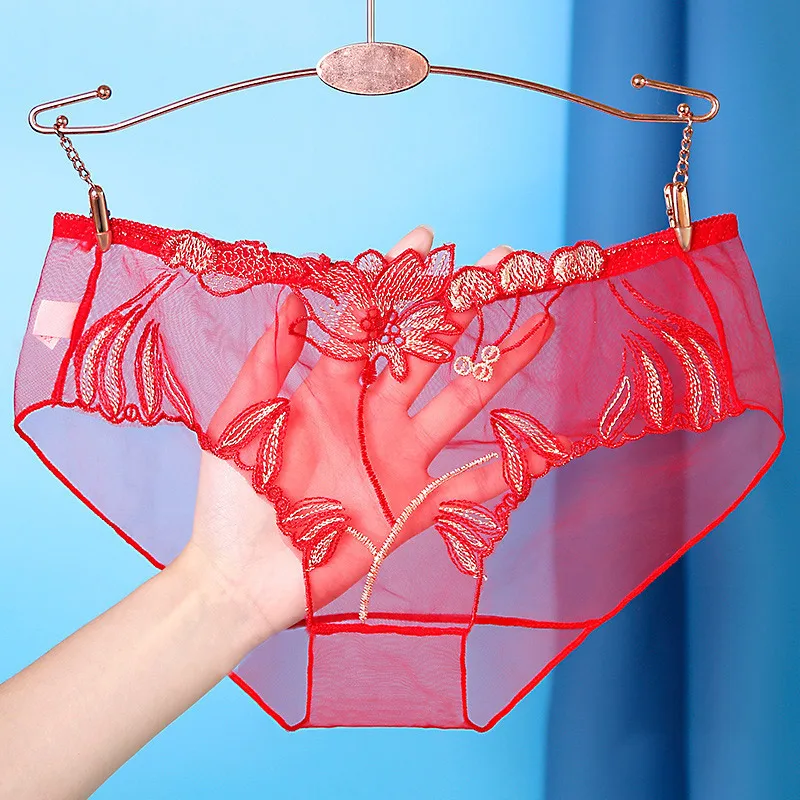 Sexy Spitze Höschen Slips Mesh hohle Blumen stickerei niedrige Taille transparente weibliche Dessous ultra dünne Frauen nahtlose Unterwäsche