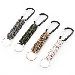 Outdoor Keychain Carabiner Clip Military Paracord Braided 7-Core Rope Emergency Knot Camping Hiking Key Ring Survival Tools