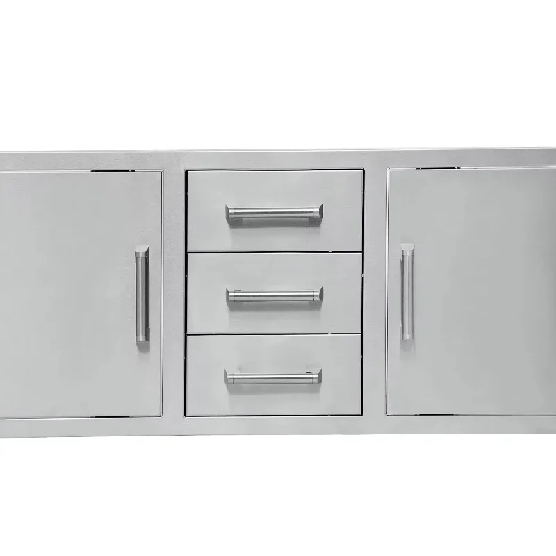 304 Stainless Steel Outdoor Kitchen BBQ Island Combo with Cabinets & Handles