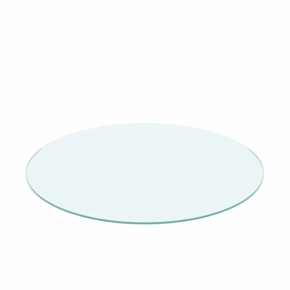 سطح طاولة من الزجاج المقسى المستدير مقاس 36 بوصة من الزجاج الشفاف بحافة مصقولة سميكة مقاس 1/4 بوصة